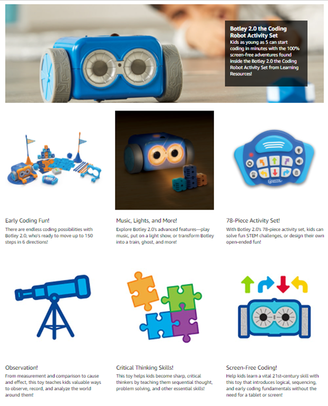 Learning Resources Botley 2.0 the Coding Robot Activity Set- 78 Pieces,  Boys and Girls Ages 5+, STEM, Toys For Kids 
